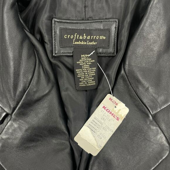 Croft & Barrow Black Lambskin Leather Blazer Jacket 3 Buttons Size M - Picture 9 of 9